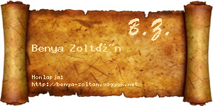 Benya Zoltán névjegykártya